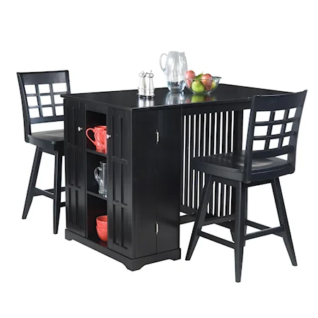 Mission Style Island Bar and Bar Stool Set